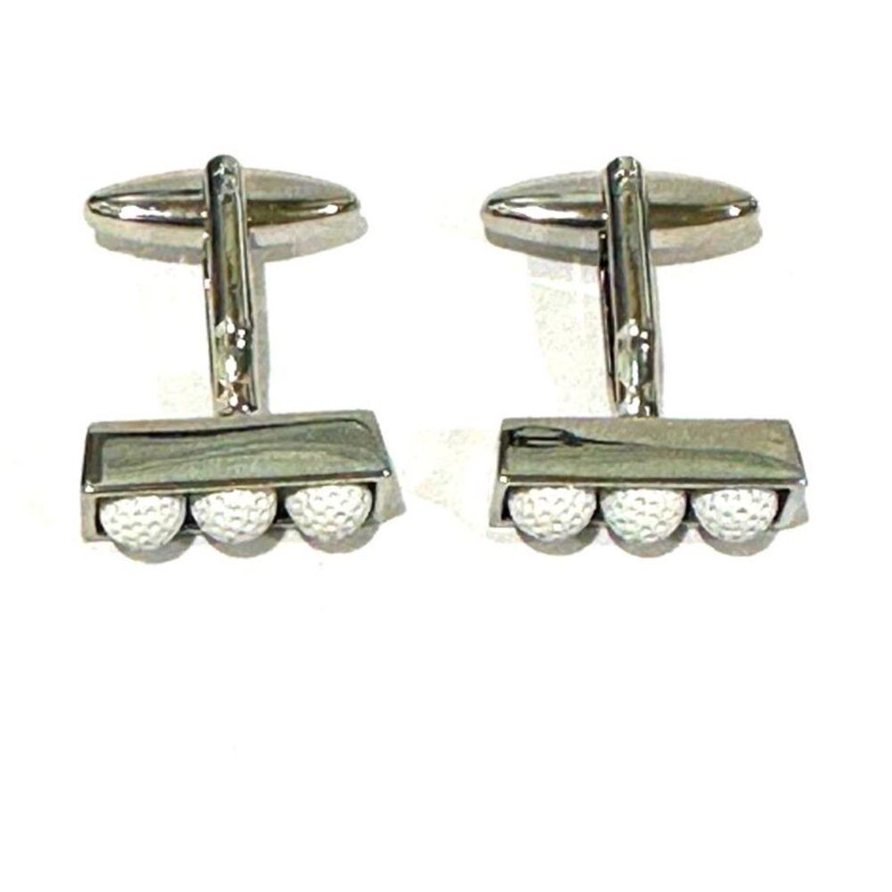 Silver-Tone Trio Golf Ball Cufflinks